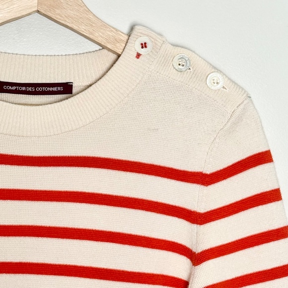 Comptoir des Cotonniers Red Striped Wool Maddy Jumper Sz S - Picture 4 of 7